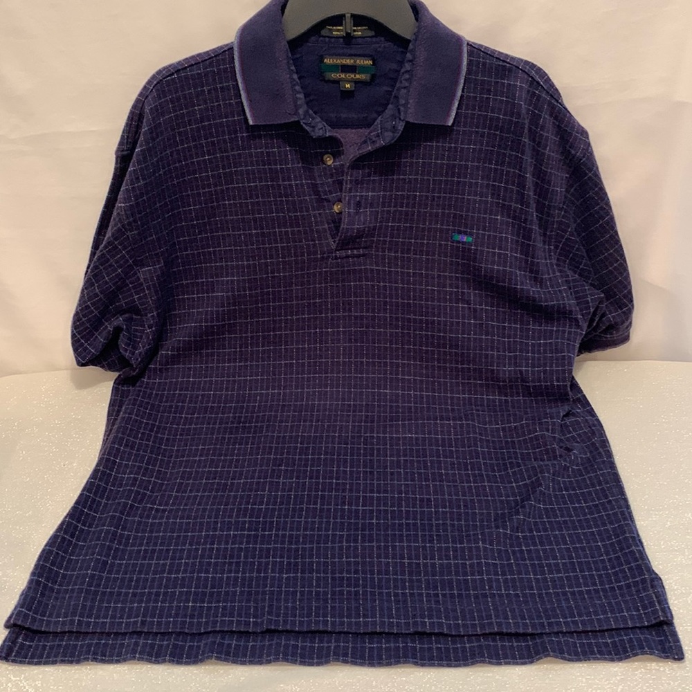 Alexander Julian Blue/Red checked polo shirt. Size M